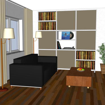 Vinyl Regal aus Bassfallen vom Typ B550