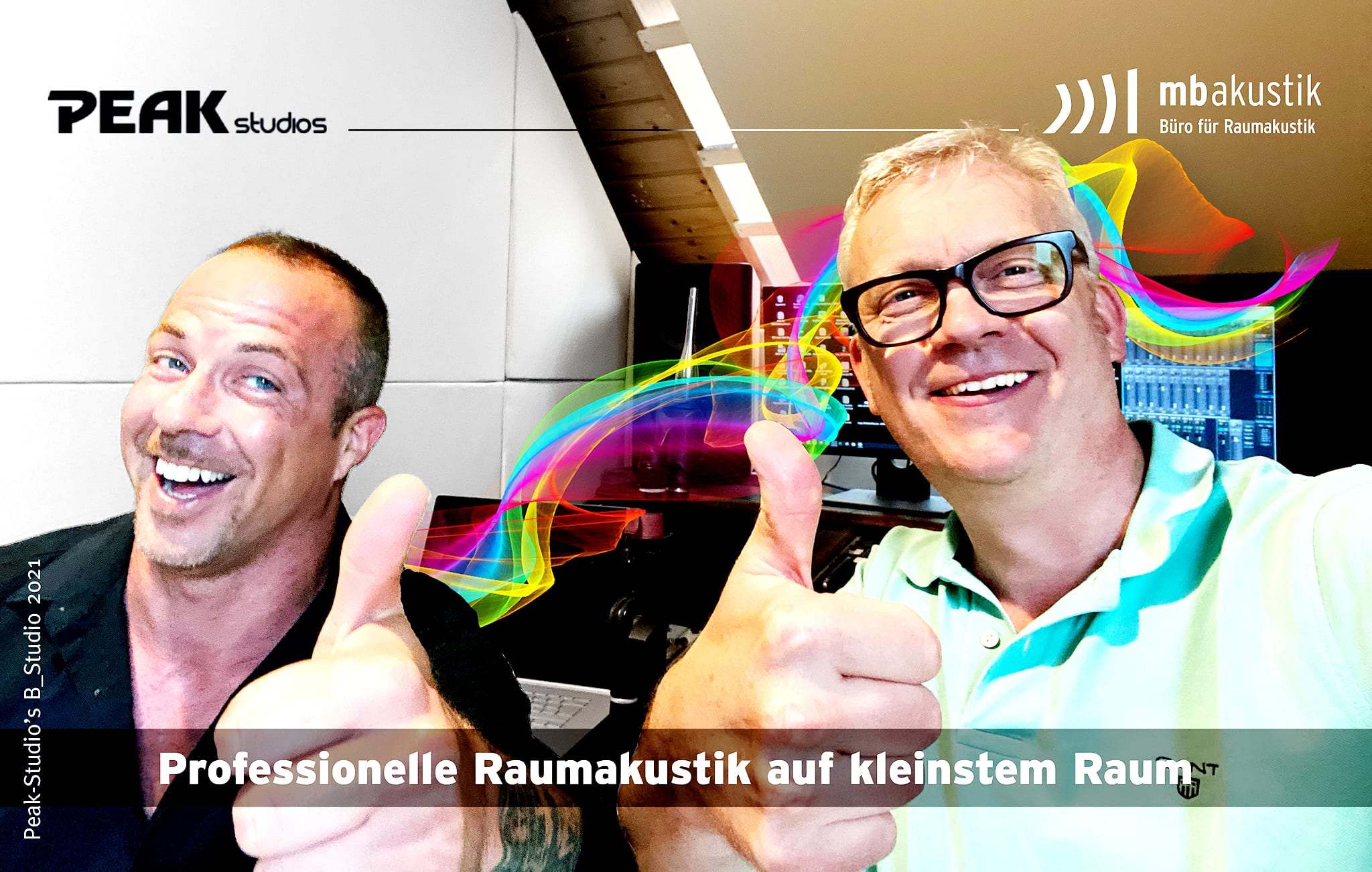 Picture of Markus Bertram from mbakustik GmbH and Chris Johnes from Peak - Studios for Projekt B-Studio 2021